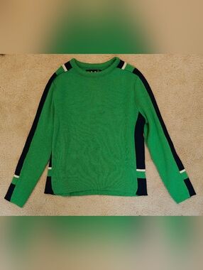Vintage 80s Lido California Wool Knit Ski Sweater w Racing Stripes.